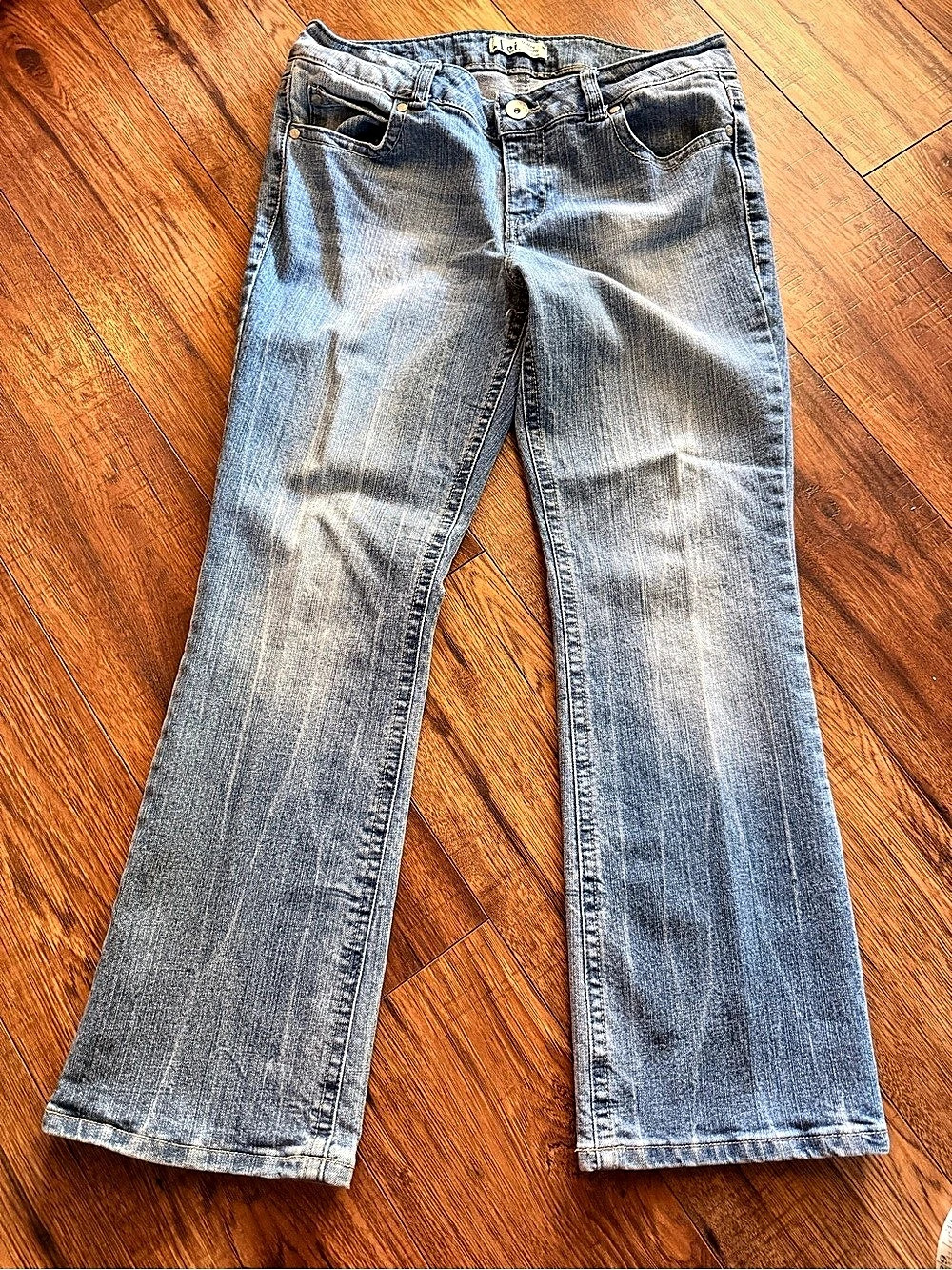 L.E.I. Ashley Trouble Bootcut Jeans Junior 13 Short Light Wash Y2K Vintage